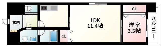 フレンシアノイエ江坂(1LDK/8階)の間取り写真