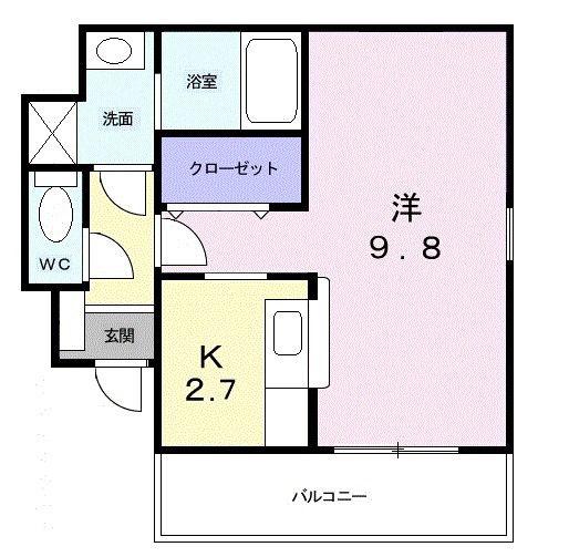 ソレアード本町(1K/1階)の間取り写真