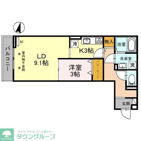 コリーヌヴェール日進(1LDK/3階)の間取り写真