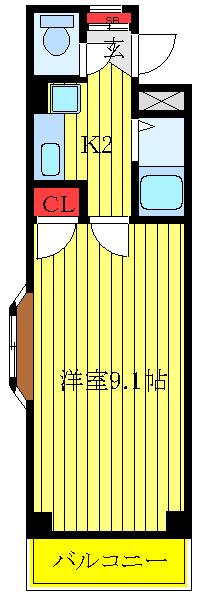ドミール板橋本町(1K/2階)の間取り写真