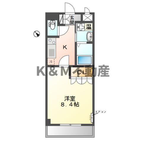 VILLA FLEUR(1K/2階)の間取り写真