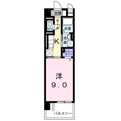 グラン アベニューI(1K/4階)の間取り写真