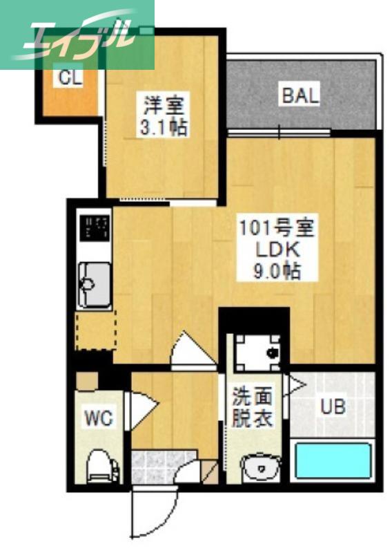 GRANDTIC 奥田VI(1LDK/1階)の間取り写真