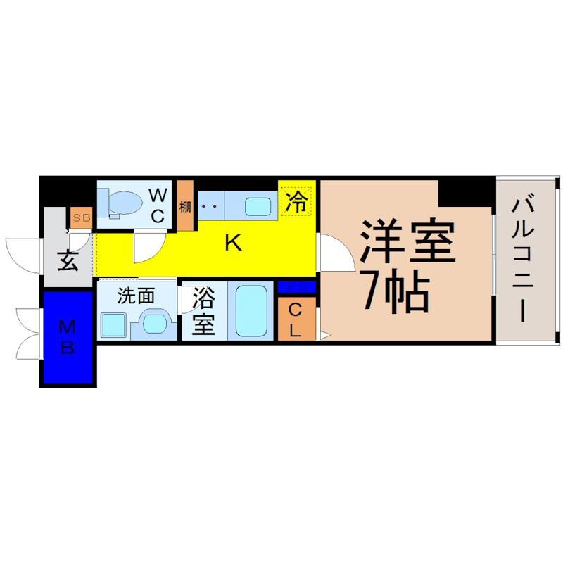 ヴェルドミール(1K/8階)の間取り写真