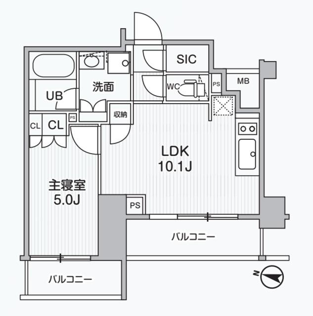 アリビス綾瀬(1LDK/4階)の間取り写真