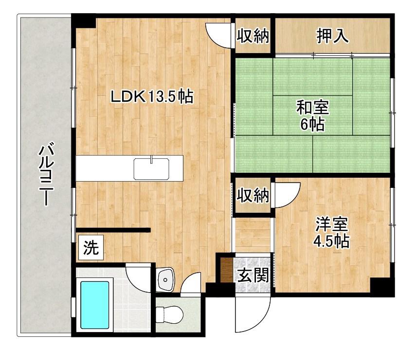 寿ビル(2LDK/3階)の間取り写真