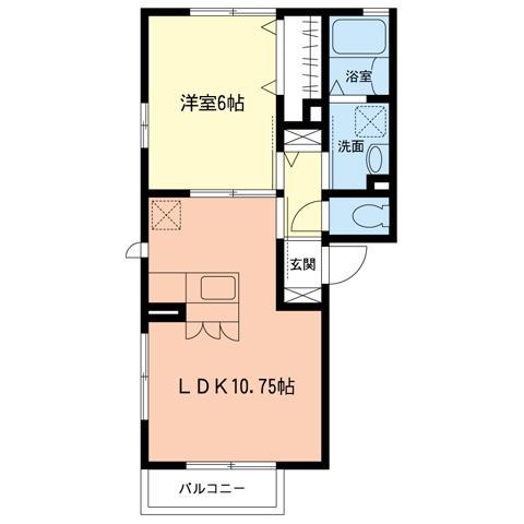 サンフローラ鵠沼(1LDK/2階)の間取り写真