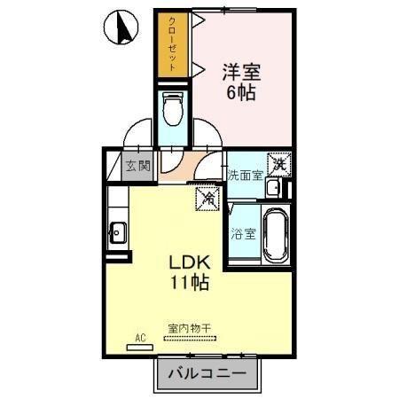 ブルーム(1LDK/2階)の間取り写真