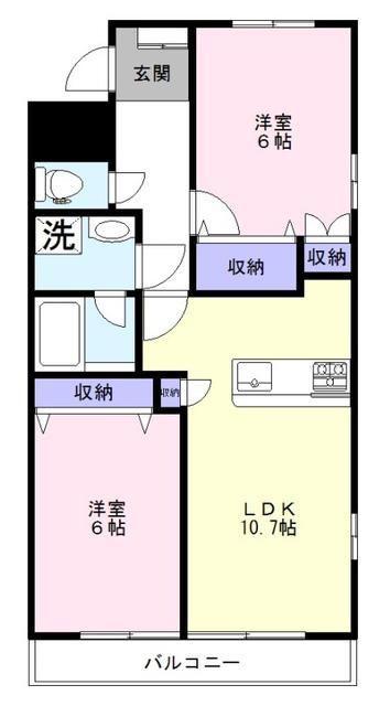 プルメリア(2LDK/2階)の間取り写真