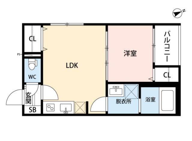 RAISE箱崎宮(1LDK/2階)の間取り写真