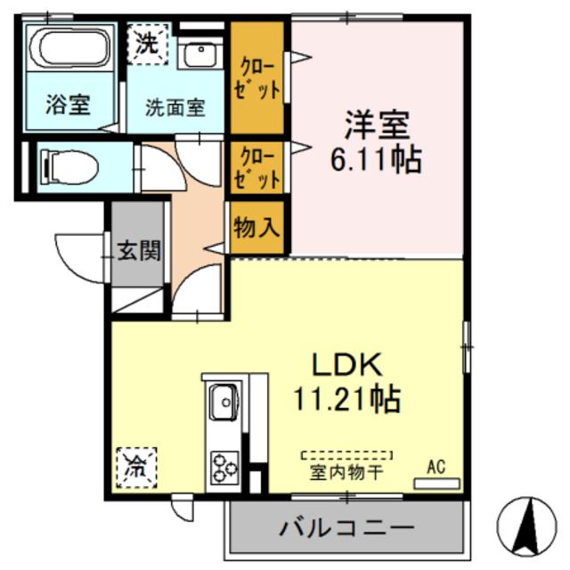 クオリティー西本町(1LDK/2階)の間取り写真