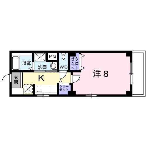 美麗ビル(1K/4階)の間取り写真