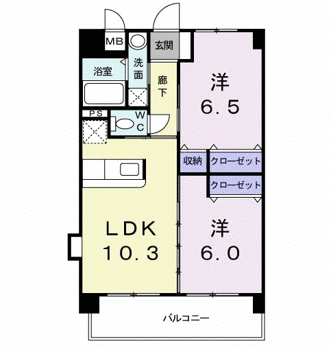 エヴァーグリーンN(2LDK/7階)の間取り写真