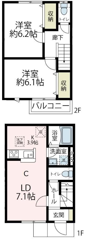 ウエルス戸塚南(2LDK/1階)の間取り写真