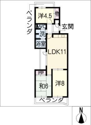 アーバンドエル猪高台(3LDK/2階)の間取り写真