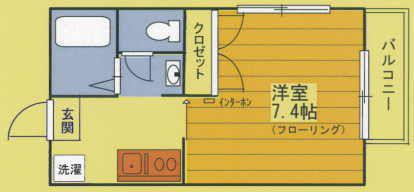 Dハウス(1K/2階)の間取り写真