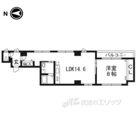 わびすけビル(1LDK/4階)の間取り写真