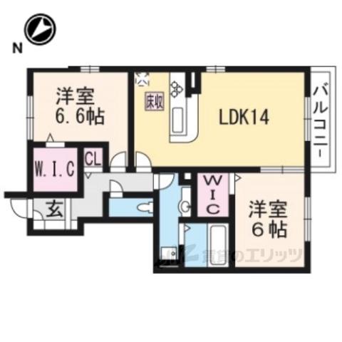 シエロⅡ(2LDK/1階)の間取り写真