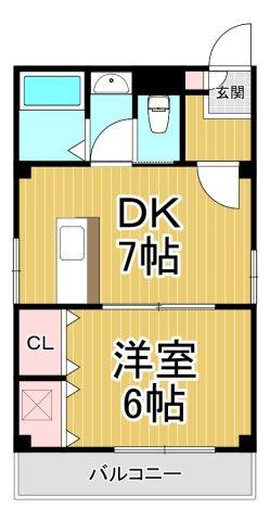 ドムール甲子園(1DK/5階)の間取り写真