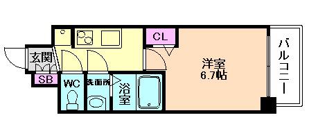 プレサンス海老江ジャルダン(1K/9階)の間取り写真