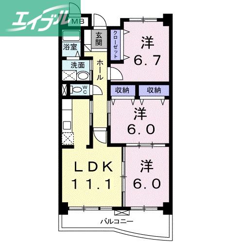 ジュンサンライト(3LDK/2階)の間取り写真