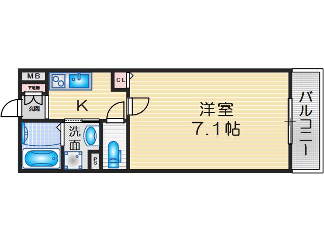 タウンコートユタカ(1K/1階)の間取り写真