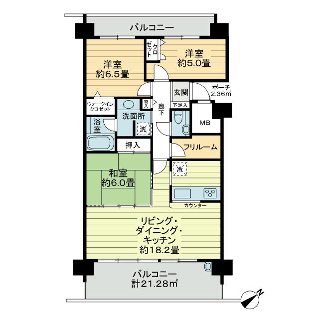 Dクラディア天久パークビュー(3LDK/4階)の間取り写真