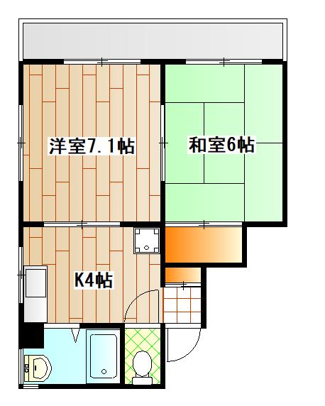 ライジングビルヨシザキ(2K/5階)の間取り写真