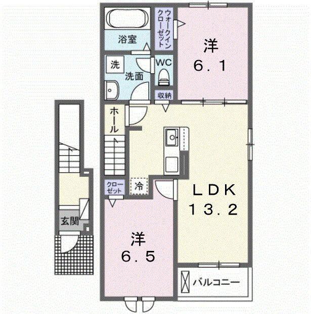 エルヴェ(2LDK/2階)の間取り写真