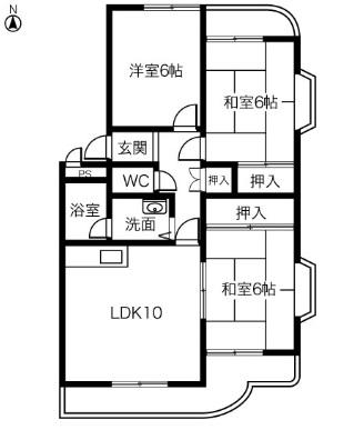 第4むらせ(3LDK/1階)の間取り写真