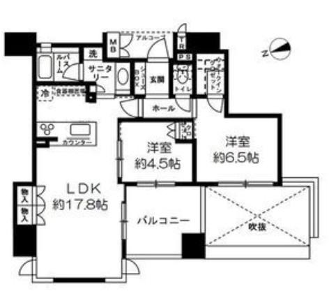 プレミスト仙台本町レジデンス(2LDK/3階)の間取り写真