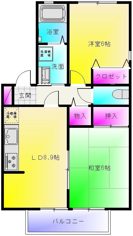 セジュール山ノ手(2LDK/2階)の間取り写真