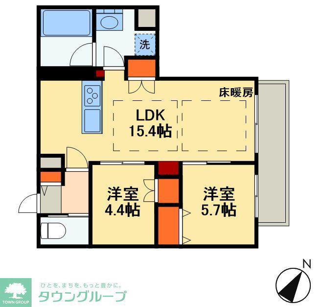 ヴィクトワール南流山(2LDK/6階)の間取り写真