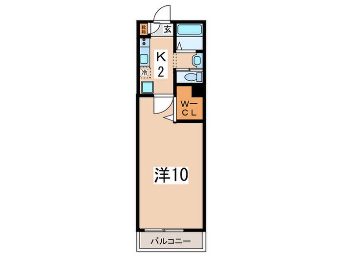 ヴェルドミール玉川学園II(1K/2階)の間取り写真