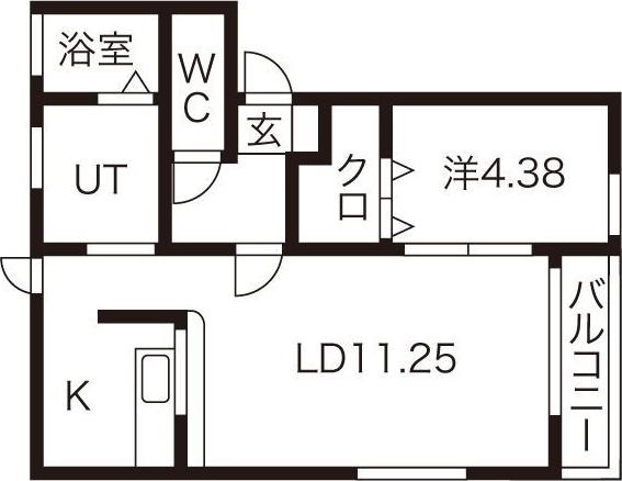 PRIMROSE浅岸I棟(1LDK/1階)の間取り写真