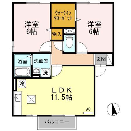 コーポラスITOIIIB(2LDK/1階)の間取り写真