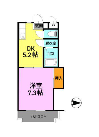 プライマリー花畑駅西(1DK/3階)の間取り写真