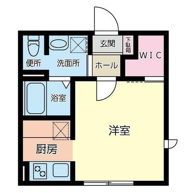 オーロラハイツ小向A棟(1K/2階)の間取り写真