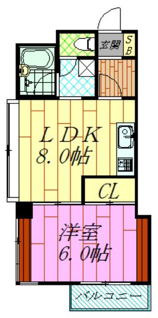セレクトハウス山三(1DK/2階)の間取り写真