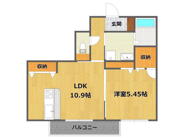 メゾン・ド・ソフィア(1LDK/2階)の間取り写真