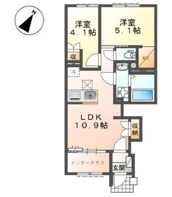 仮中央区上溝アパート(2LDK/1階)の間取り写真