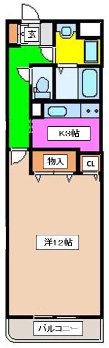 メゾンKMT(1K/2階)の間取り写真
