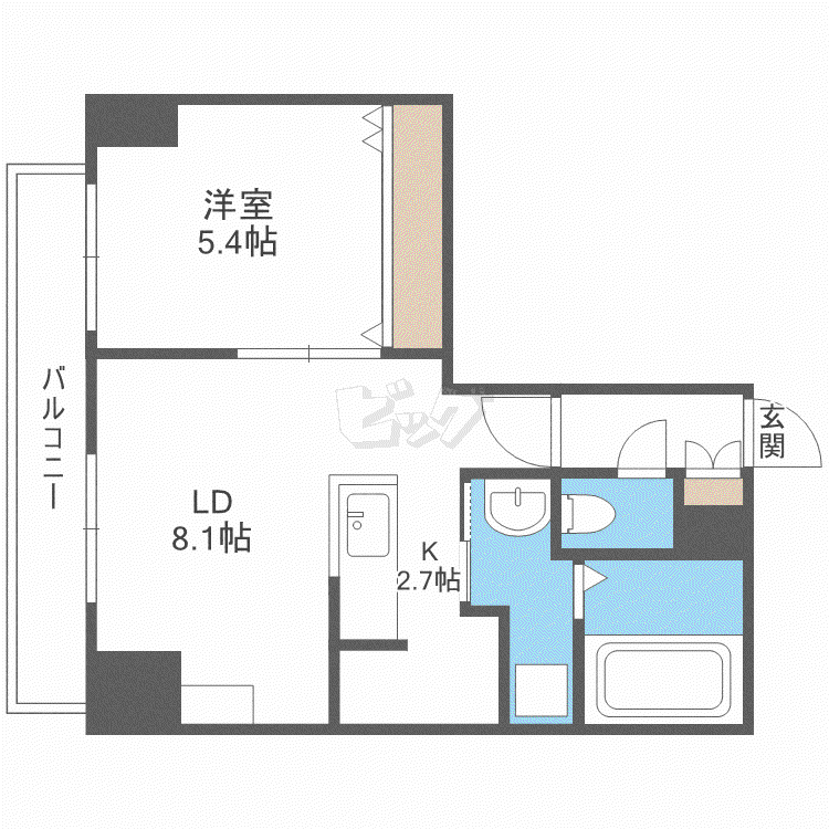 BIBOタワー札幌(1LDK/5階)の間取り写真