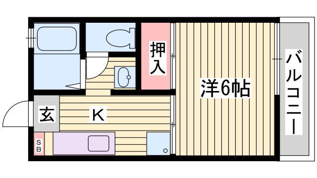 ヴィラ北平野I(1K/1階)の間取り写真