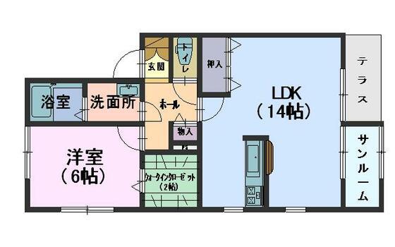 エクセルハイツ高松(1LDK/1階)の間取り写真