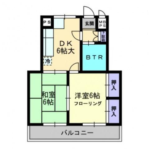 エバーライフ筥松第2105(2DK/1階)の間取り写真