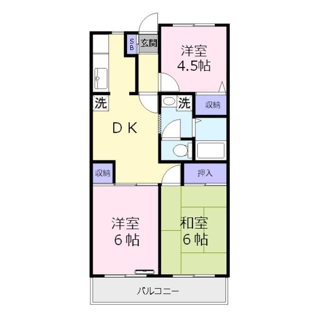 クレセント(3DK/1階)の間取り写真