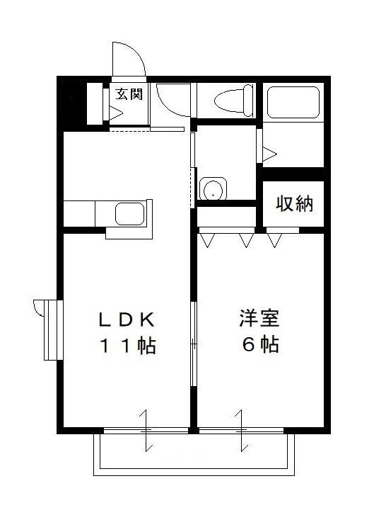 グリーンルーフ(1LDK/1階)の間取り写真