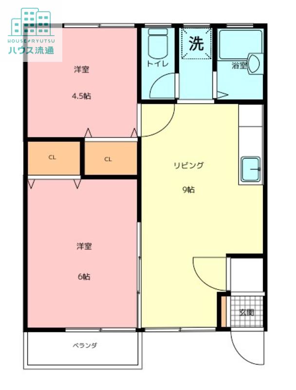 ファインハウス(2DK/2階)の間取り写真