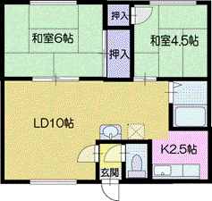 ノース FIELD壱番館(2LDK/1階)の間取り写真